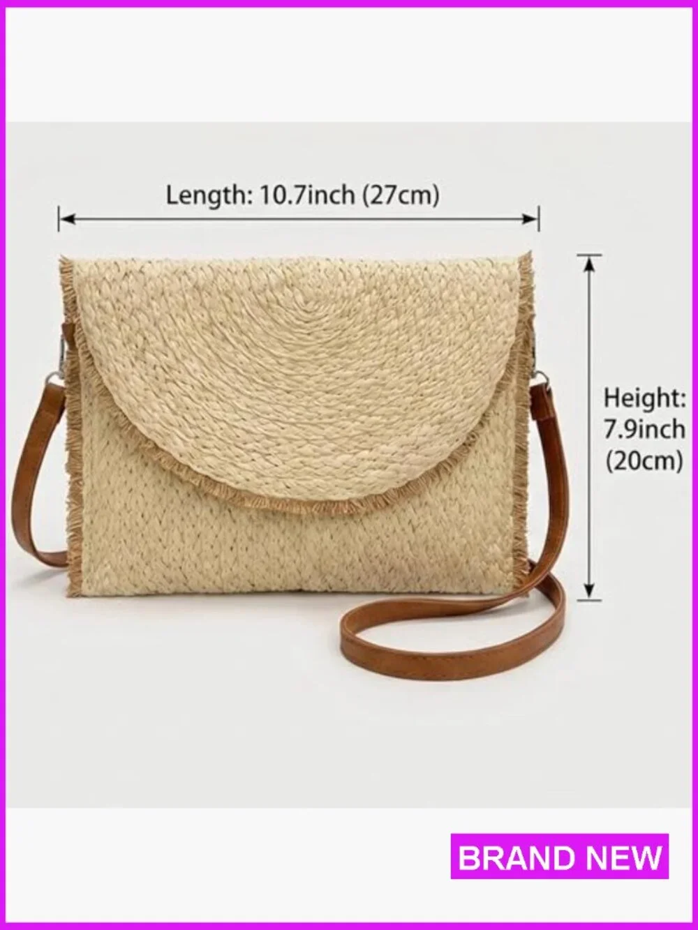 Straw Beach Clutch Purse Summer Woven Handbag Crossbody Envelope Shoulder Bag
